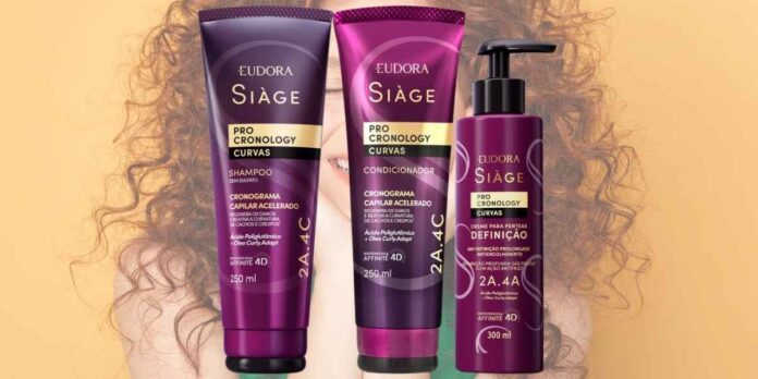 Lançamento eudora Siàge Pro Cronology Curvas shampoo, condicionador para cabelos cacheados