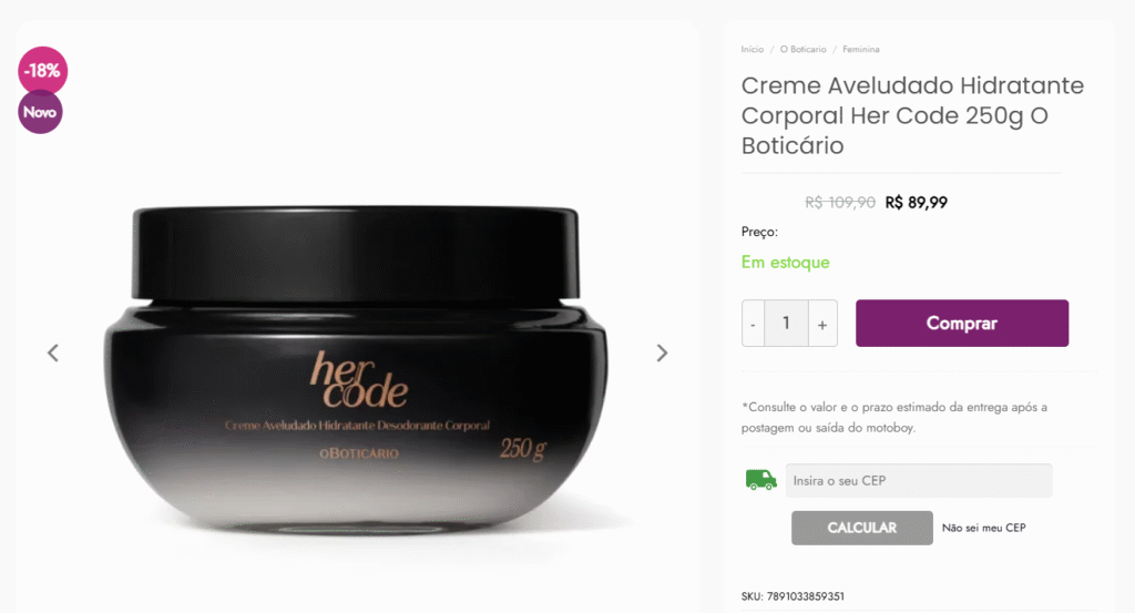 <Título_H1>Promoção Creme Aveludado Her Code na Loja Saldão dos Perfumes: Luxo na Pele</Título_H1> 1 A imagem mostra a Promoção Creme Aveludado Her Code na Loja Saldão dos Perfumes